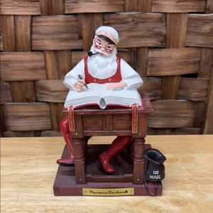 Norman Rockwell Santa Figurine - Red and Brown